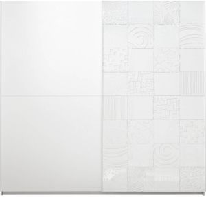 Pesaro Mobilia Schuifdeurkast Perez 275 cm breed in mat wit met hoogglans wit