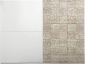 Pesaro Mobilia Schuifdeurkast Perez 275 cm breed in mat wit met sonoma eiken