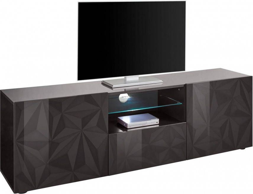 Pesaro Mobilia Tv-meubel Kristal 181 cm breed in hoogglans antraciet
