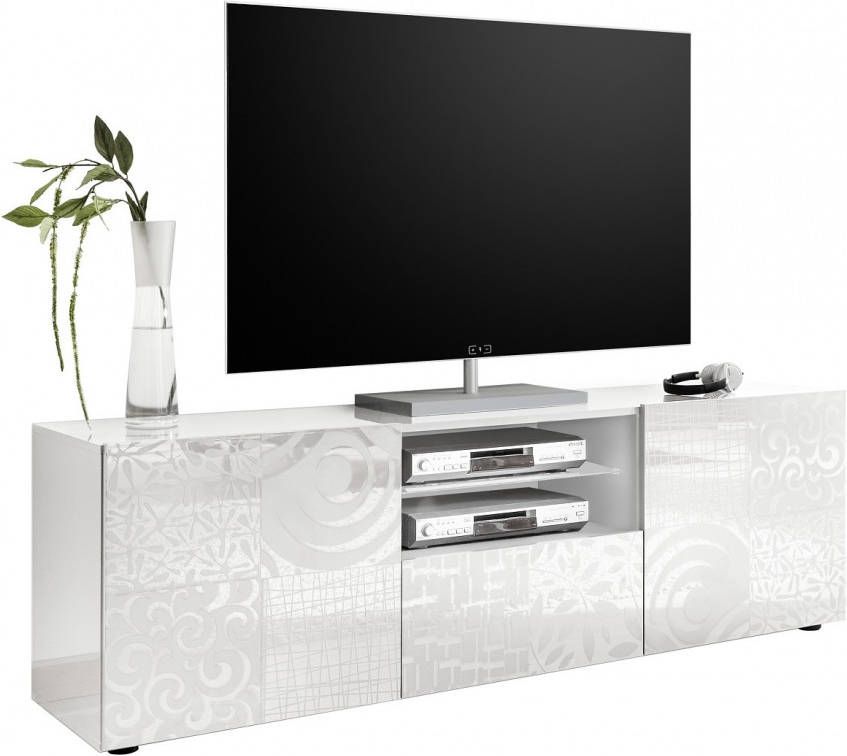 Pesaro Mobilia Tv-meubel Miro 181 cm breed in hoogglans wit