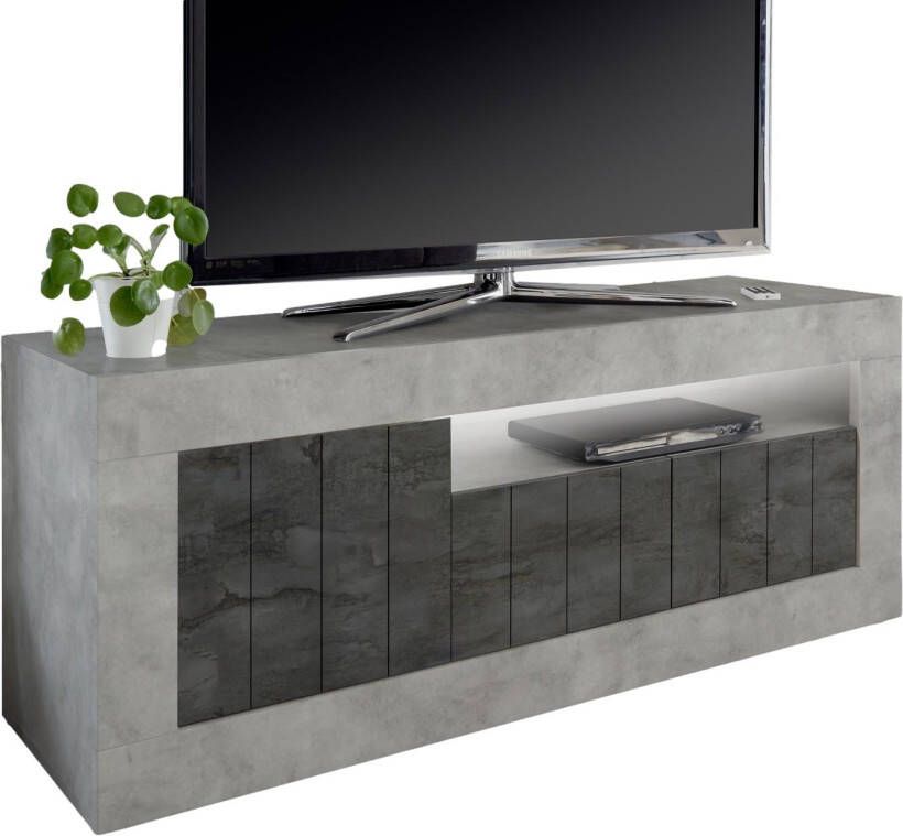 Pesaro Mobilia Tv-meubel Urbino 138 cm breed in grijs beton met oxid