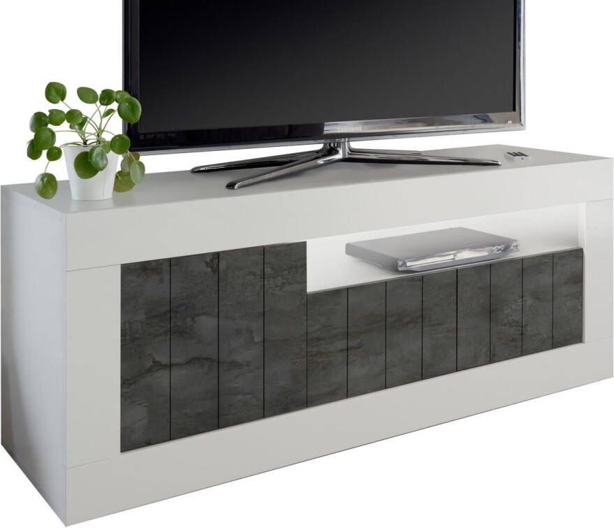 Pesaro Mobilia Tv-meubel Urbino 138 cm breed in hoogglans wit met oxid