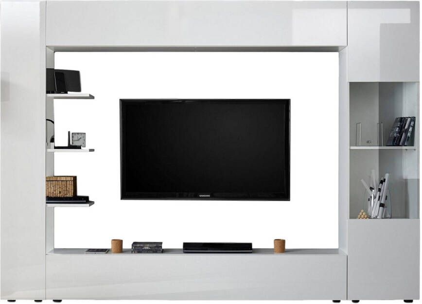 Pesaro Mobilia Tv-wandmeubel Marina 285 cm breed in hoogglans wit