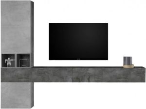 Pesaro Mobilia TV-wandmeubel set Berlin in grijs beton met Oxid