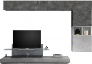 Pesaro Mobilia TV-wandmeubel set Chanel in grijs beton met oxid