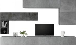 Pesaro Mobilia TV-wandmeubel set Linux in grijs beton met oxid
