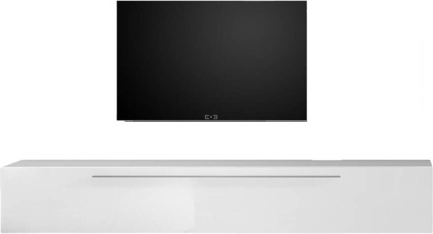 Pesaro Mobilia Zwevend Tv-meubel Mexy 210 cm breed hoogglans wit