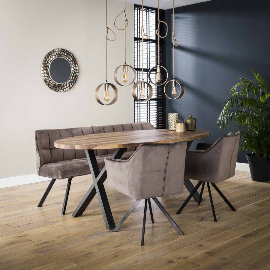 Zaloni Eetkamertafel Daytona 200 cm breed ovaal massief hout