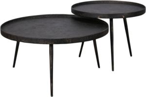 Zaloni Ronde salontafel set Metallic in gepoedercoat grijs