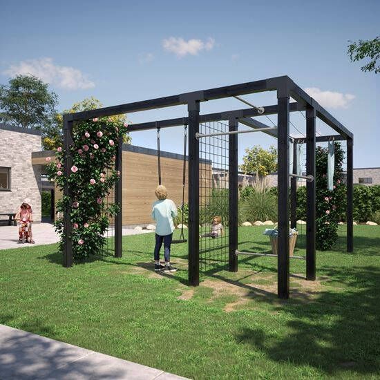 Trendyard Moderne Pergola Hout Met Schommel Fitness en Waslijnen