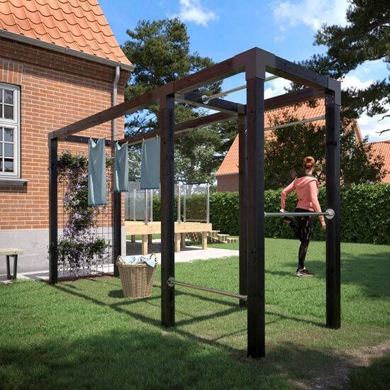 Trendyard Moderne Pergola Hout Met Waslijnen en Fitness