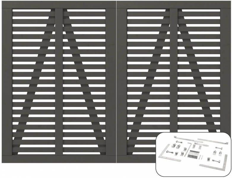 Trendyard Ombergrijs Houten Dubbele Tuinpoort Harmoni 200 x 140 CM