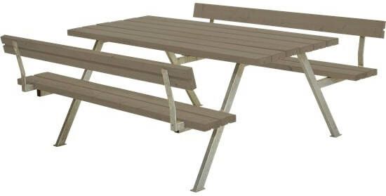 Trendyard Picknicktafel Tuin Alpha Grijs Bruin 2 Rugleuningen