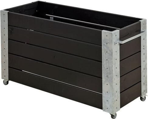 Trendyard Grote Hoge Plantenbak Zwart Cubic Op Wielen