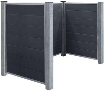 Plus Danmark Containerscherm composiet Futura antraciet met stalen palen 108 x 198 x 133 cm