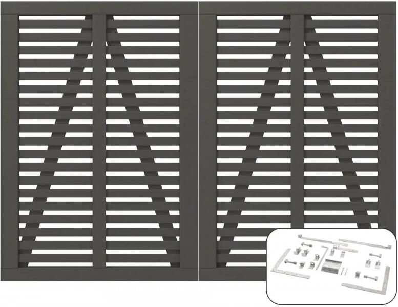 Trendyard Ombergrijs Houten Dubbele Tuinpoort Harmoni 200 x 140 CM