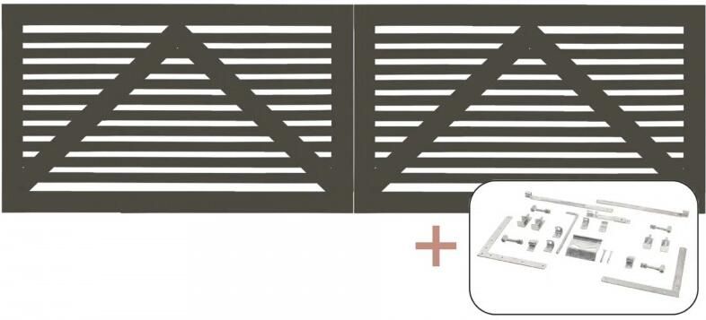 Trendyard Ombergrijs Houten Dubbele Tuinpoort Tokyo 300 x 90 CM