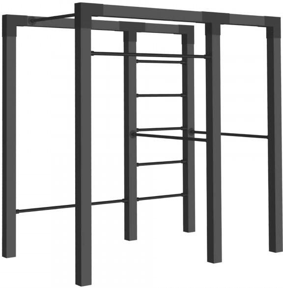 Trendyard Outdoor Fitnesstoestel Zwart Hout Zwart Cubic Beslag Model 2