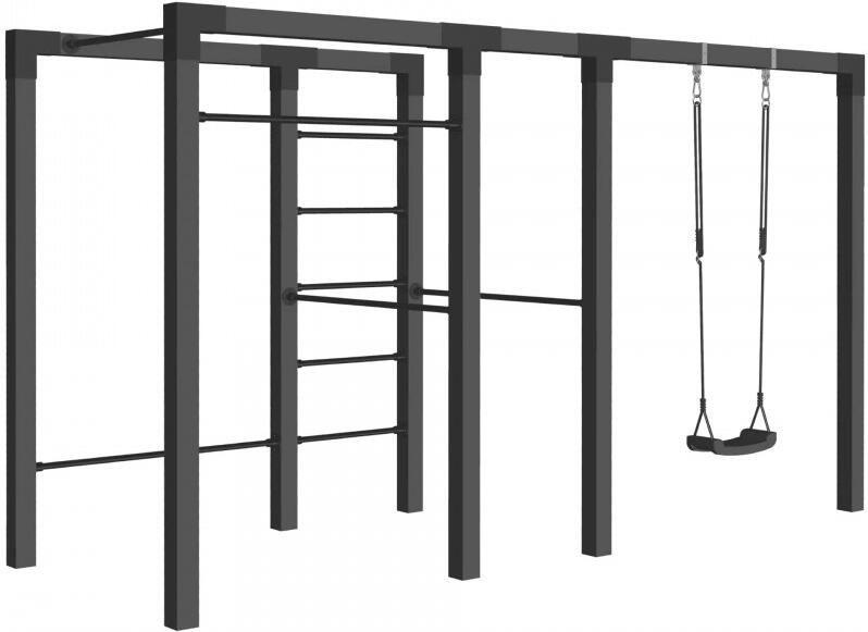 Trendyard Outdoor Fitnesstoestel Zwart Hout Zwart Cubic Beslag Model 3