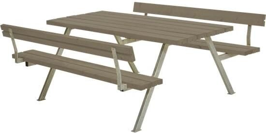 Trendyard Picknicktafel Tuin Alpha Grijs Bruin 2 Rugleuningen