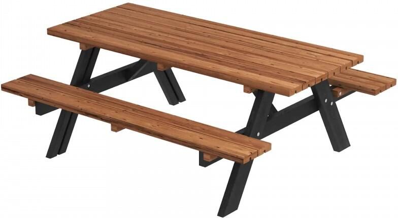 Trendyard ThermoWood Picknicktafel Zwart Onderstel