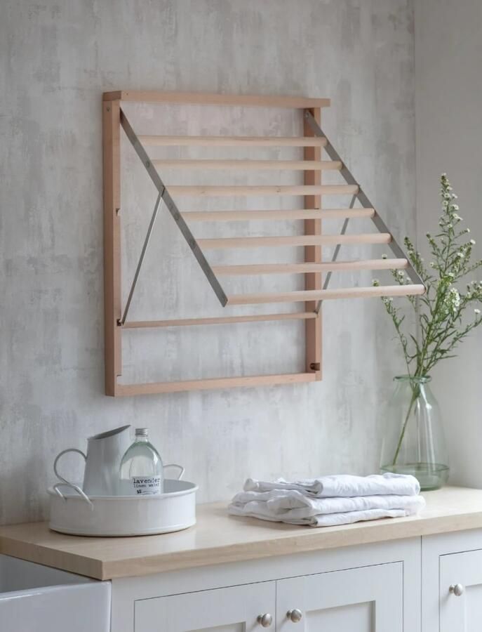 Trendyard Wanddroogrek Inklapbaar Hout Droogrek Wasrek Muur Binnen Uitklapbaar 4M Drooglengte 60 CM Opvouwbaar Droogrek Wand