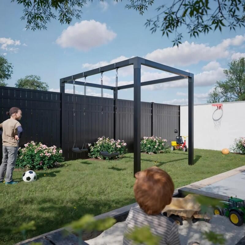 Trendyard Zwart Houten Rechthoekige Pergola 268 x 198 CM Met Dubbele Schommel