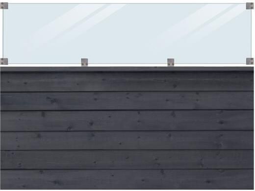 Trendyard Zwart Houten Stapelrabat Schutting Met Glas Klink 174 x 125 CM