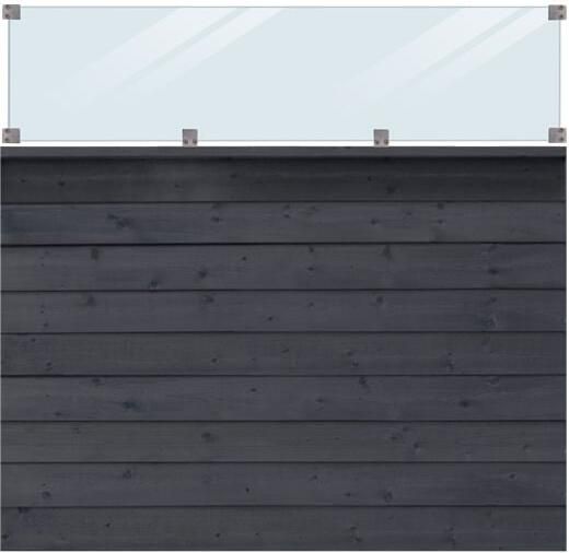 Trendyard Zwart Houten Stapelrabat Schutting Met Glas Klink 174 x 163 CM