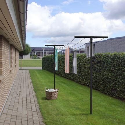 Plus Danmark Droogrek verzinkt staal incl. waslijn gepoedercoat zwart 450 x 80 x 235 cm