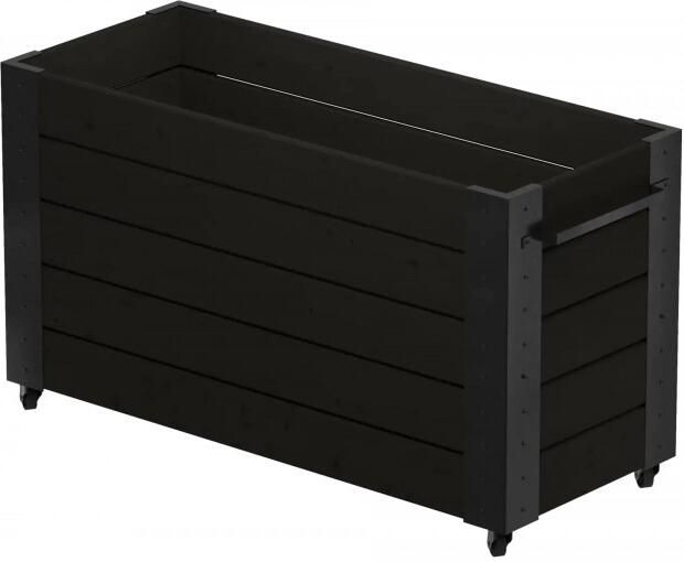 Trendyard Zwarte Grote Hoge Plantenbak Cubic Op Wielen