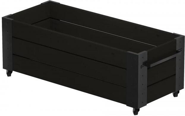 Trendyard Zwarte Grote Rechthoekige Plantenbak Cubic Op Wielen