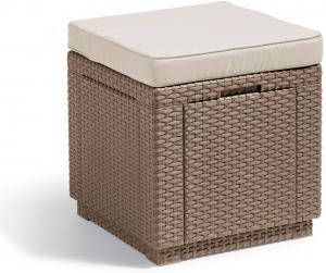 Allibert Cube multifunctionele voetenbank cappuccino met kussen