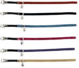 Beeztees Suede kattenbandje met elastiek en bel Lichtblauw