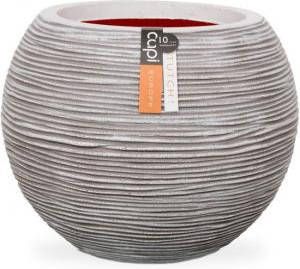 Capi Europe Vaas bol Rib NL 40x32 Ivoor Opening Ø24 Bloempot voor binnen en buiten Levenslang garantie Breukbestendig 100% Recyclebaar CO2 Neutraal geproduceerd KOFI270 - Foto 2