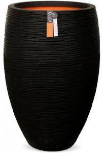 Capi Europe Vaas elegant deluxe Rib NL 38x58 Zwart Opening Ø27 Bloempot voor binnen en buiten Levenslang garantie Breukbestendig 100% Recyclebaar CO2 Neutraal geproduceerd KBLR1131 - Foto 2
