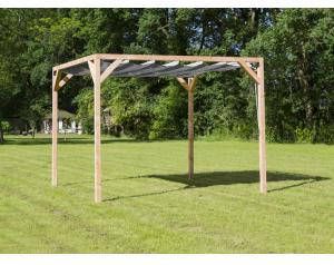 Express Vrijstaande pergola hout 2.9x3 meter met antraciet kleurig harmonicadoek