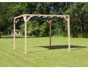 Express Vrijstaande pergola hout 2.9x3 meter met zwart kleurig harmonicadoek