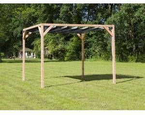 Express Vrijstaande pergola hout 2.9x4 meter met zwart kleurig harmonicadoek