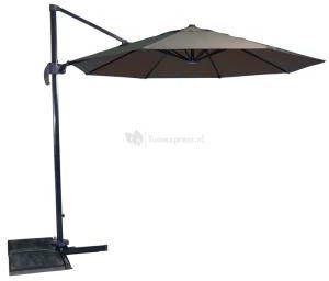Lesliliving Zweefparasol Libra Taupe Ø300 cm inclusief kruisvoet & hoes - Foto 3