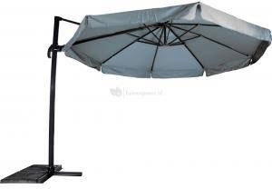 Lesliliving Zweefparasol Virgo Grijs ø3 5m volant 360° draaibaar + KRUISPOOT - Foto 3