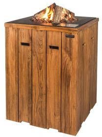 Happy Cocooning Cocoon vuurtafel teakhout statafel antraciet