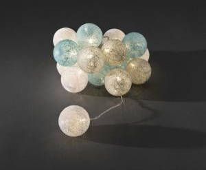 KONSTSMIDE Led-lichtsnoer Kerst versiering Led deco-lampjes lichtblauwe grijze witte katoenen bolletjes groot 16 dioden (1 stuk) - Foto 3