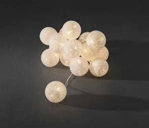 Konstsmide LED Decoratieve lichtsnoer 16 witte textielbollen 3136-103 OP=OP