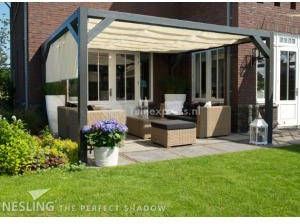 Nesling Complete pergola Wall 1 sand 370 x 500 cm