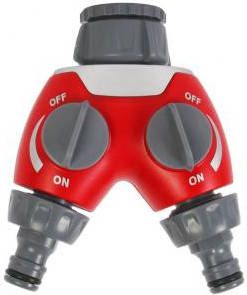 Strabox Buitenkraan Opzetstuk Waterverdeler Tuinslang Splitter 2-weg Rood