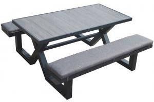 Tuinbankje.nl Picknicktafel aluminium 160cm antraciet