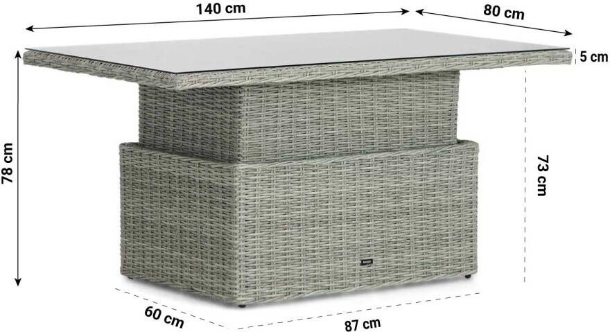 Garden Collections Hamilton loungetafel verstelbaar new grey