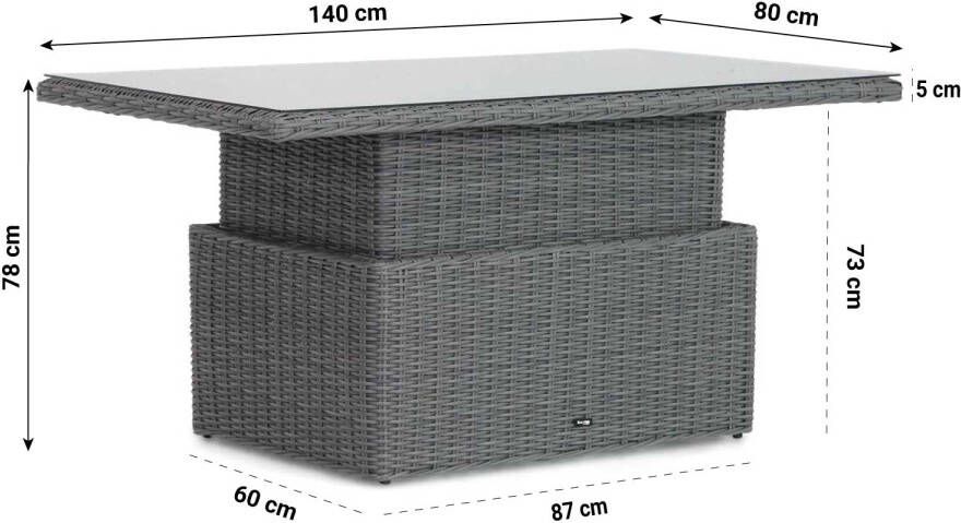 Garden Collections Hamilton loungetafel verstelbaar off black
