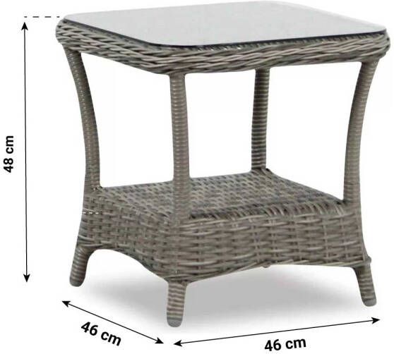 Garden Collections New Castle Bijzettafel met glasplaat